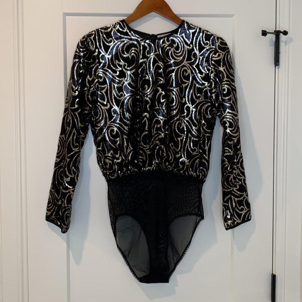 Natori Black and Gold Bodysuit